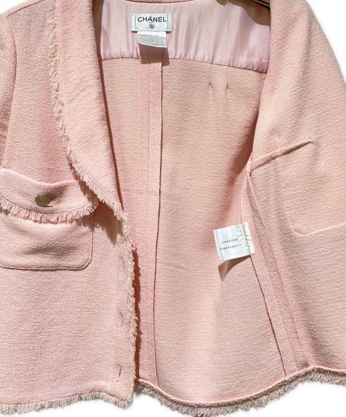 CHANEL（シャネル）CHANEL (シャネル) ツイード半袖ジャケット ピンク サイズ:38の古着・服飾アイテム