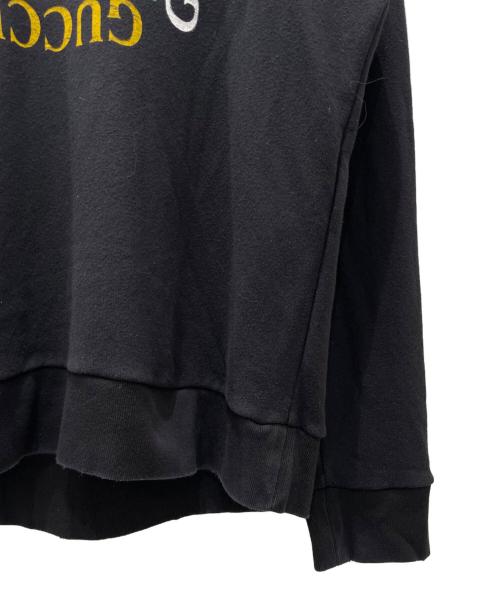 GUCCI（グッチ）GUCCI (グッチ) ヴィンテージ 加工 オールド ロゴ プリント スウェット パーカー ブラック サイズ:XLの古着・服飾アイテム
