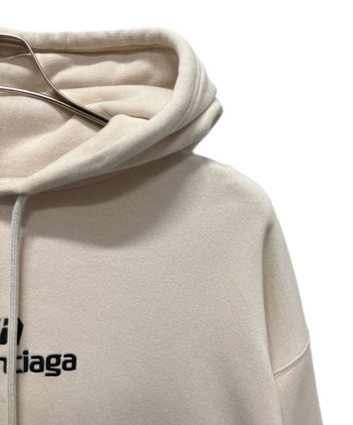 BALENCIAGA（バレンシアガ）BALENCIAGA (バレンシアガ) SPONSOR MEDIUM FIT HOODIE/ロゴパーカー ベージュ サイズ:Sの古着・服飾アイテム