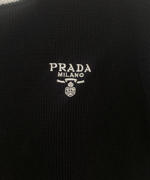 PRADA（プラダ）PRADA (プラダ) ロゴニットミニワンピース ブラック サイズ:40の古着・服飾アイテム