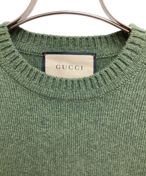 GUCCI（グッチ）GUCCI (グッチ) カシミヤビットニット オリーブ サイズ:Sの古着・服飾アイテム
