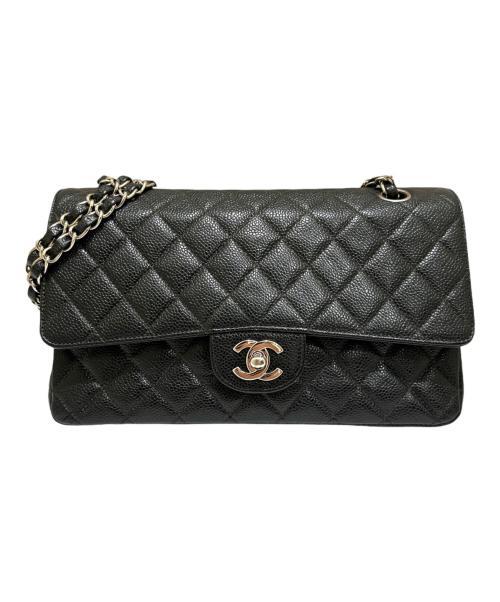 CHANEL（シャネル）CHANEL (シャネル) マトラッセ25 Wフラップチェーンショルダーバッグ ブラック×シルバー金具 サイズ:25の古着・服飾アイテム