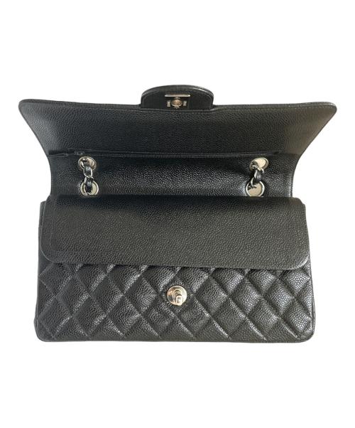 CHANEL（シャネル）CHANEL (シャネル) マトラッセ25 Wフラップチェーンショルダーバッグ ブラック×シルバー金具 サイズ:25の古着・服飾アイテム