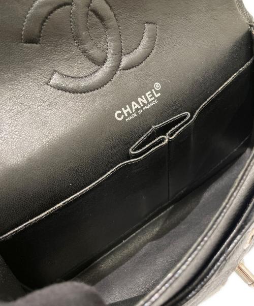 CHANEL（シャネル）CHANEL (シャネル) マトラッセ25 Wフラップチェーンショルダーバッグ ブラック×シルバー金具 サイズ:25の古着・服飾アイテム