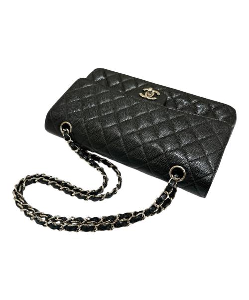 CHANEL（シャネル）CHANEL (シャネル) マトラッセ25 Wフラップチェーンショルダーバッグ ブラック×シルバー金具 サイズ:25の古着・服飾アイテム