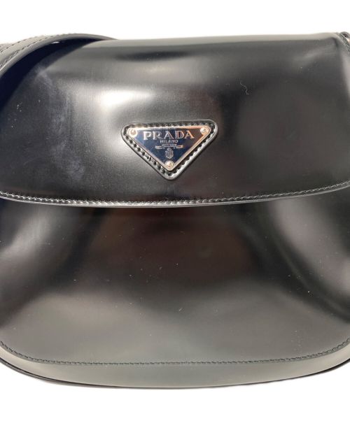 PRADA（プラダ）PRADA (プラダ) クレオ ブラッシュドレザー フラップ付ショルダーバッグ ブラックの古着・服飾アイテム