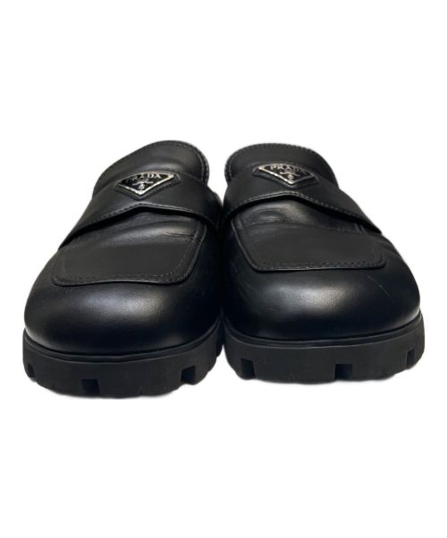 PRADA（プラダ）PRADA (プラダ) レザーミュールサンダル ブラック サイズ:8 1/2の古着・服飾アイテム
