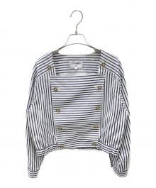 CHANEL（シャネル）の古着「ストライプダブルシャツジャケット」｜ブルー×ホワイト