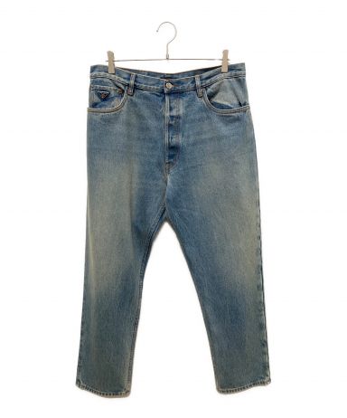 中古・古着通販】PRADA (プラダ) 三角プレートデニムパンツ ブルー