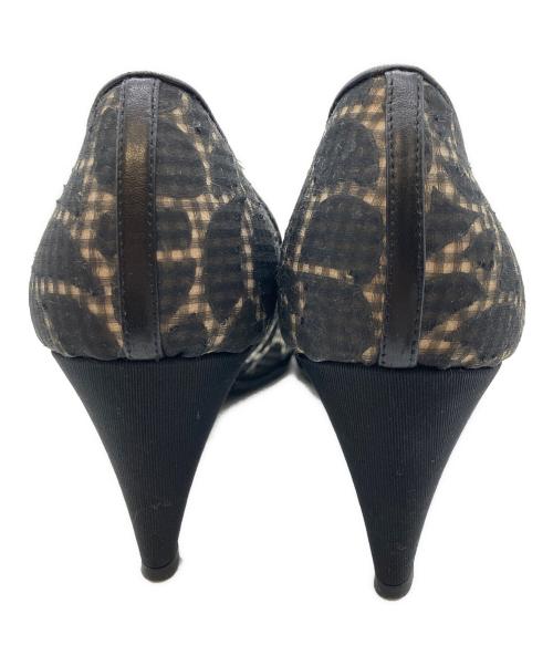 CHANEL（シャネル）CHANEL (シャネル) バレリーナ カメリア シャネルツイード ヒールパンプス ブラック サイズ:38 1/2の古着・服飾アイテム