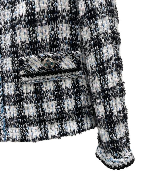 CHANEL（シャネル）CHANEL (シャネル) 2ポケットココボタンツイードジャケット ホワイト×ブラック サイズ:34の古着・服飾アイテム