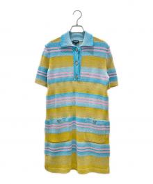 CHANEL（シャネル）の古着「ボーダーニットポロワンピース」｜イエロー×ブルー