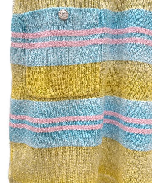 CHANEL（シャネル）CHANEL (シャネル) ボーダーニットポロワンピース イエロー×ブルー サイズ:36の古着・服飾アイテム