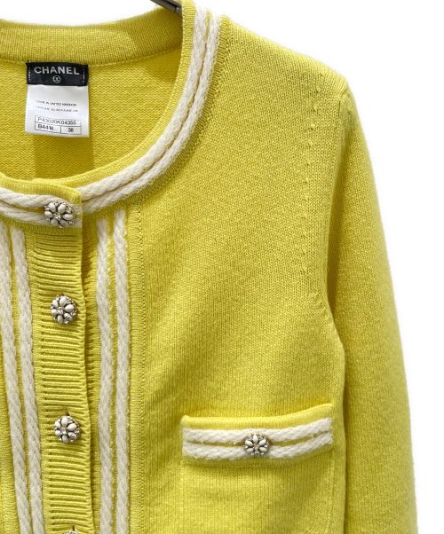 CHANEL（シャネル）CHANEL (シャネル) ココボタンカシミヤカーディガン イエロー サイズ:38の古着・服飾アイテム