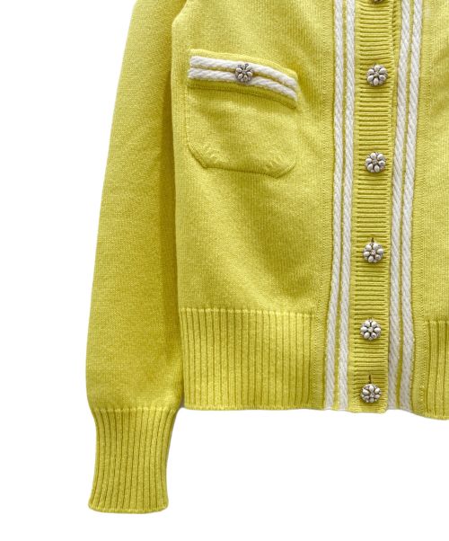 CHANEL（シャネル）CHANEL (シャネル) ココボタンカシミヤカーディガン イエロー サイズ:38の古着・服飾アイテム