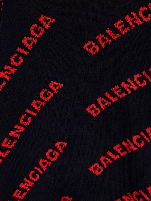 BALENCIAGA（バレンシアガ）BALENCIAGA (バレンシアガ) オールオーバーロゴニット ネイビー サイズ:Sの古着・服飾アイテム