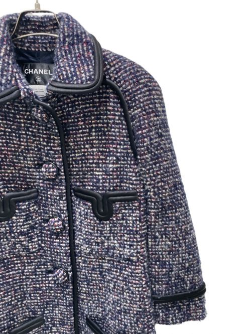 CHANEL（シャネル）CHANEL (シャネル) 4ポケットツイードコート パープル×ブラック サイズ:36の古着・服飾アイテム