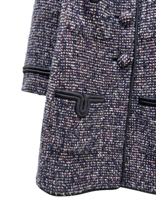 CHANEL（シャネル）CHANEL (シャネル) 4ポケットツイードコート パープル×ブラック サイズ:36の古着・服飾アイテム