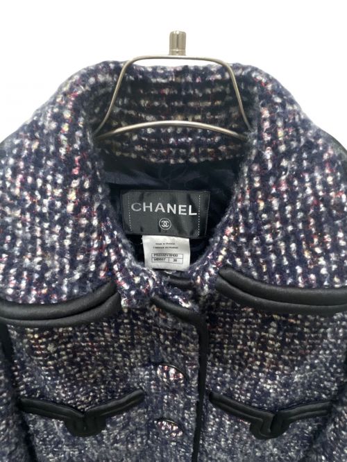 CHANEL（シャネル）CHANEL (シャネル) 4ポケットツイードコート パープル×ブラック サイズ:36の古着・服飾アイテム