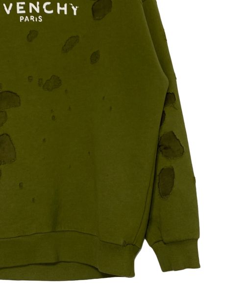 GIVENCHY（ジバンシィ）GIVENCHY (ジバンシィ) デストロイ加工パーカー オリーブ サイズ:Sの古着・服飾アイテム