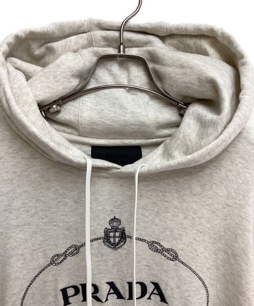 PRADA（プラダ）PRADA (プラダ) Embroidery Logo Hoodie（エンブロイダリーロゴフーディー） アイボリー サイズ:XLの古着・服飾アイテム