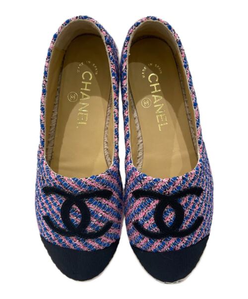 CHANEL（シャネル）CHANEL (シャネル) ココマークエスパドリーユ ピンク×ブルー サイズ:36の古着・服飾アイテム