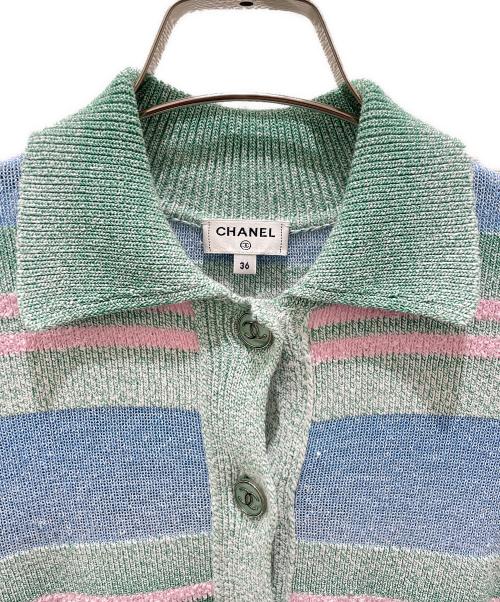 CHANEL（シャネル）CHANEL (シャネル) ボーダーニットポロワンピース ピンク×ブルー サイズ:36の古着・服飾アイテム