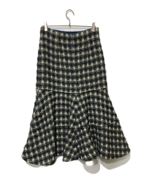CHANEL（シャネル）CHANEL (シャネル) ココマークワンポイントツイードスカート グリーン サイズ:42の古着・服飾アイテム