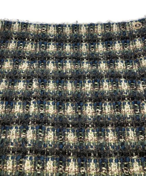 CHANEL（シャネル）CHANEL (シャネル) ココマークワンポイントツイードスカート グリーン サイズ:42の古着・服飾アイテム