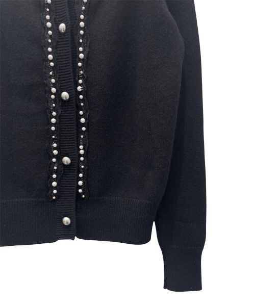 CHANEL（シャネル）CHANEL (シャネル) ココボタン パール装飾 カシミヤ カーディガン ブラック サイズ:40の古着・服飾アイテム