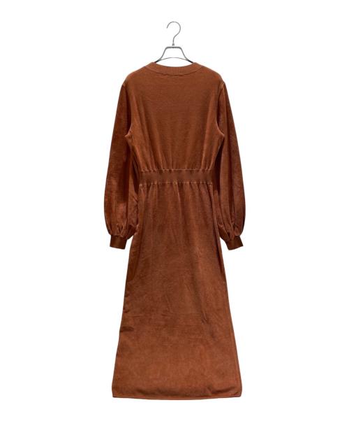 CHANEL（シャネル）CHANEL (シャネル) P57 ボリュームスリーブ ベロア ロング ワンピース ブラウン サイズ:40の古着・服飾アイテム