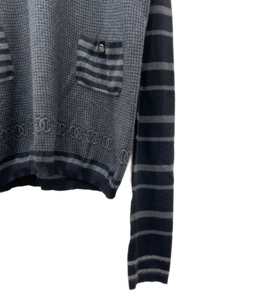CHANEL（シャネル）CHANEL (シャネル) カシミヤタートルネックニット ブラック×グレー サイズ:40の古着・服飾アイテム