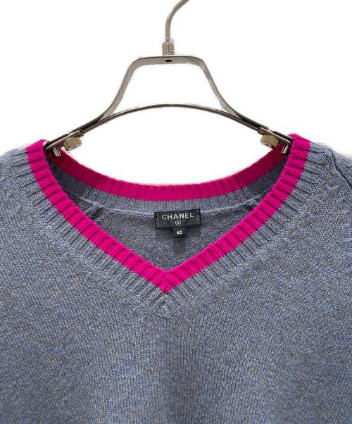 CHANEL（シャネル）CHANEL (シャネル) カシミヤVネックニット グレー サイズ:40の古着・服飾アイテム