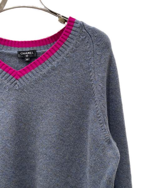 CHANEL（シャネル）CHANEL (シャネル) カシミヤVネックニット グレー サイズ:40の古着・服飾アイテム