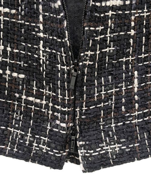 CHANEL（シャネル）CHANEL (シャネル) ロゴ リボン ツイード ロング スカート ブラック サイズ:38の古着・服飾アイテム