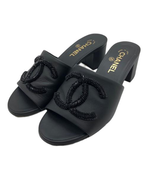 CHANEL（シャネル）CHANEL (シャネル) ココマークヒールサンダル ブラック サイズ:38の古着・服飾アイテム