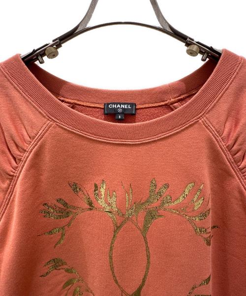 CHANEL（シャネル）CHANEL (シャネル) ココマークロゴ半袖スウェット オレンジ サイズ:Sの古着・服飾アイテム