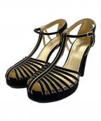 CHANELシャネル）の古着「ココマーク T ストラップ スエード サンダル」｜ブラック