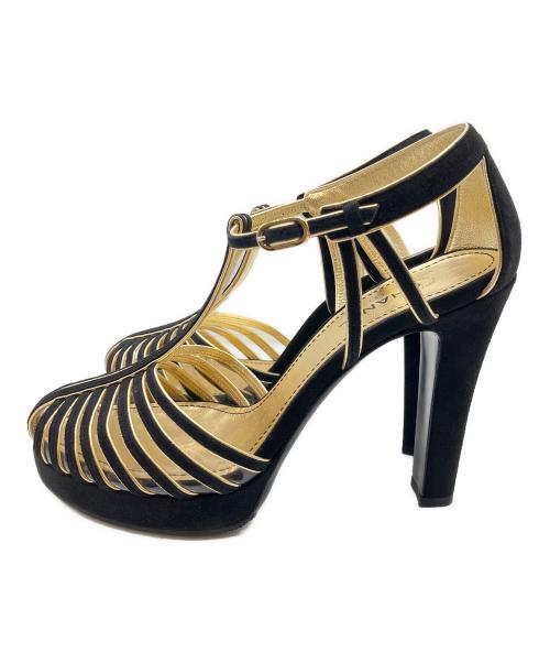 CHANEL（シャネル）CHANEL (シャネル) ココマーク T ストラップ スエード サンダル ブラック サイズ:38の古着・服飾アイテム