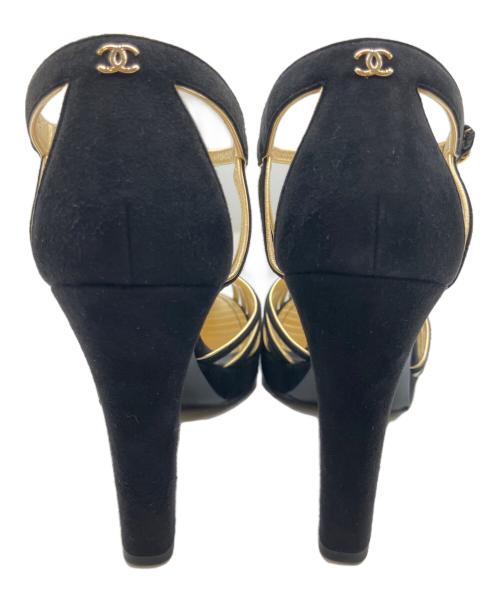CHANEL（シャネル）CHANEL (シャネル) ココマーク T ストラップ スエード サンダル ブラック サイズ:38の古着・服飾アイテム