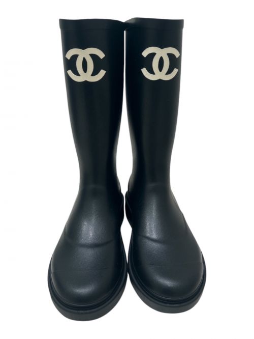 CHANEL（シャネル）CHANEL (シャネル) ココマークレインブーツ ブラック サイズ:38の古着・服飾アイテム