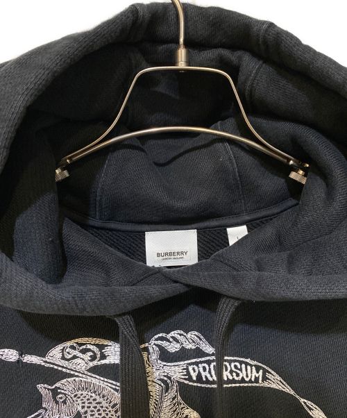 BURBERRY（バーバリー）BURBERRY (バーバリー) Embroidered logo hoodie（刺繍ロゴパーカー） ブラック サイズ:XLの古着・服飾アイテム