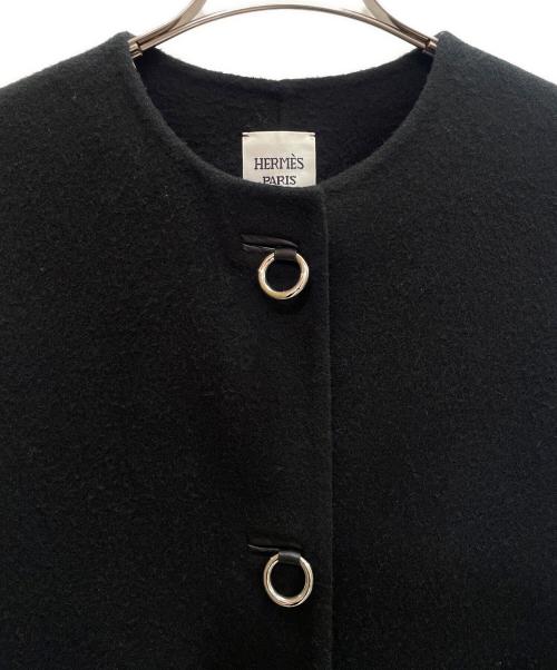 HERMES（エルメス）HERMES (エルメス) リングボタン付き カシミヤ ロングジレ ブラック サイズ:34の古着・服飾アイテム