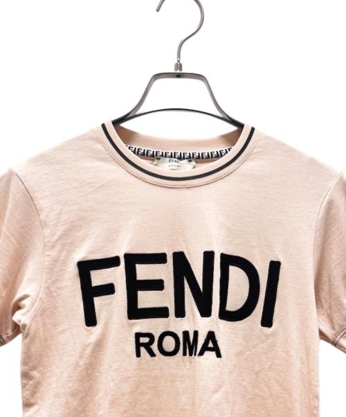 FENDI（フェンディ）FENDI (フェンディ) 21SS FENDI ロゴクルーネックカットソー ピンク サイズ:XXSの古着・服飾アイテム