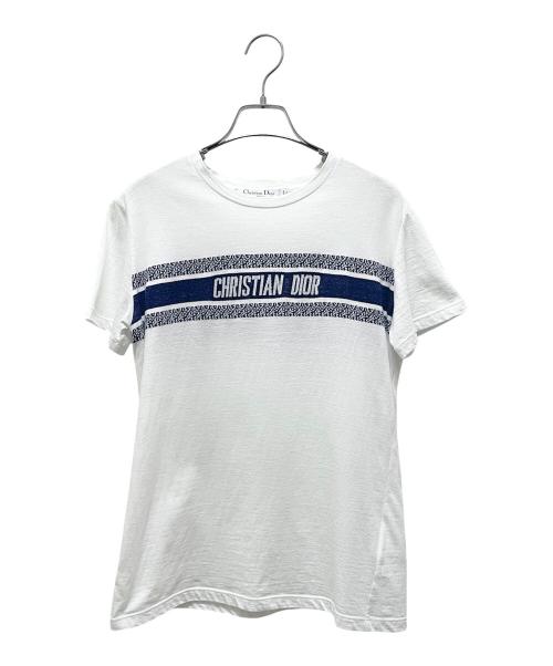 Christian Dior（クリスチャン ディオール）Christian Dior (クリスチャン ディオール) シグネチャーロゴTシャツ ホワイト×ネイビー サイズ:Sの古着・服飾アイテム