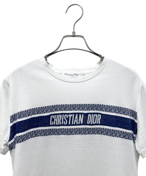 Christian Dior（クリスチャン ディオール）Christian Dior (クリスチャン ディオール) シグネチャーロゴTシャツ ホワイト×ネイビー サイズ:Sの古着・服飾アイテム