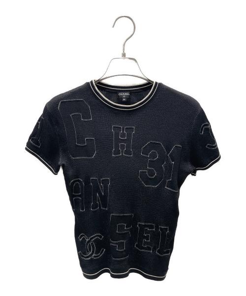 CHANEL（シャネル）CHANEL (シャネル) シルク混ココマーク半袖リブニット ブラック サイズ:36の古着・服飾アイテム