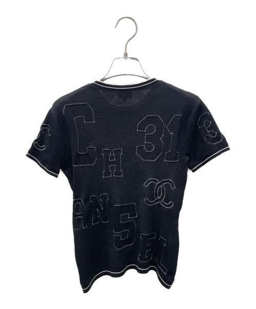 CHANEL（シャネル）CHANEL (シャネル) シルク混ココマーク半袖リブニット ブラック サイズ:36の古着・服飾アイテム