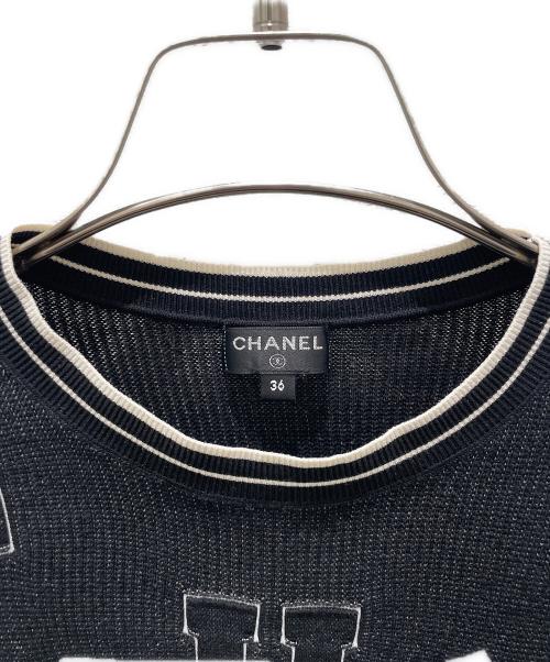 CHANEL（シャネル）CHANEL (シャネル) シルク混ココマーク半袖リブニット ブラック サイズ:36の古着・服飾アイテム