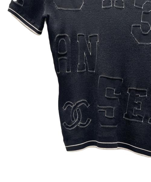 CHANEL（シャネル）CHANEL (シャネル) シルク混ココマーク半袖リブニット ブラック サイズ:36の古着・服飾アイテム
